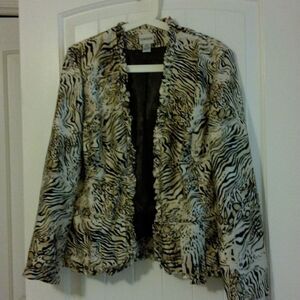 Chico size 1 animal print 100% silk jacket.
